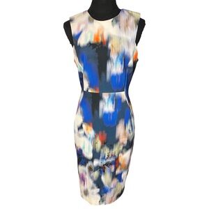 Calvin Klein Multi Color Sleeveless Sheath Dress Size 8.